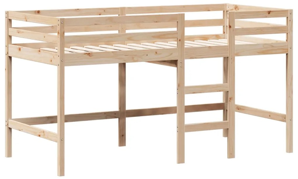 Cama alta c/ escada e telhado 90x200 cm pinho maciço