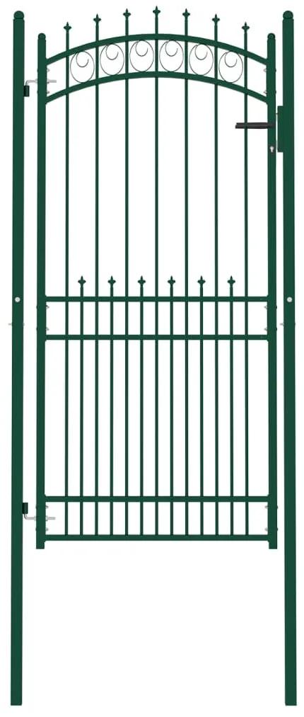 146387 vidaXL Portão para cerca com espetos 100x200 cm aço verde