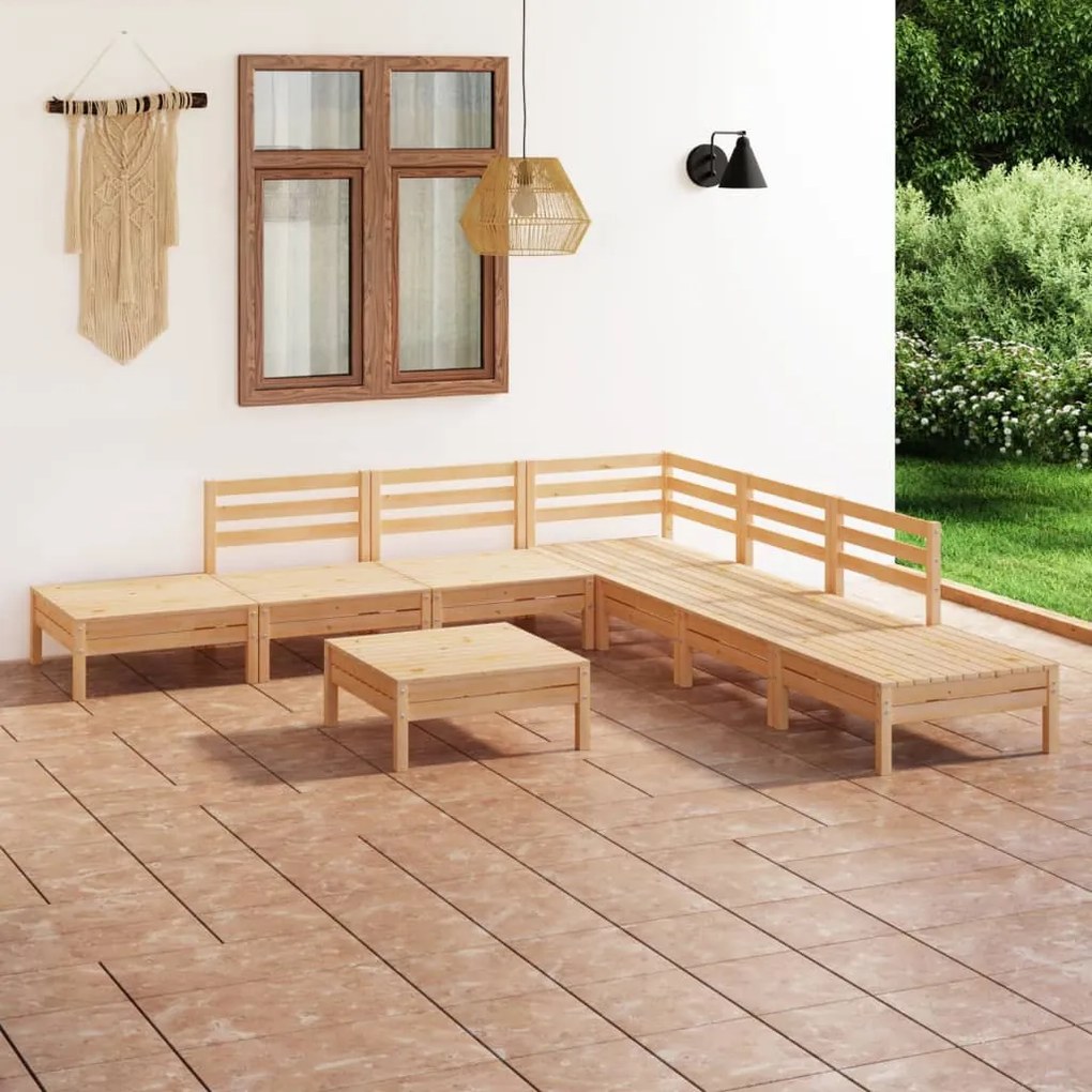 vidaXL 8 pcs conjunto lounge de jardim pinho maciço