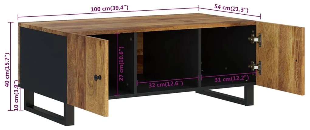 Mesa de centro madeira de mangueira maciça/derivados de madeira