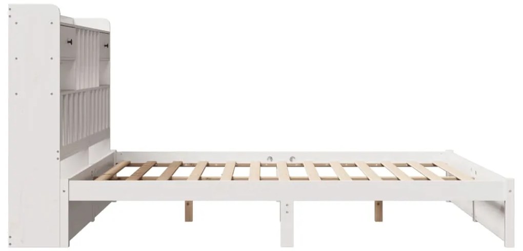 Cama com estante sem colchão 200x200 cm pinho maciço branco