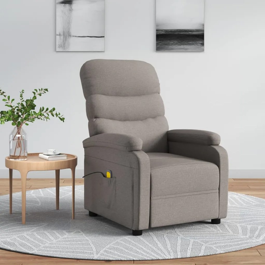 321234 vidaXL Poltrona de massagens tecido cinza-acastanhado