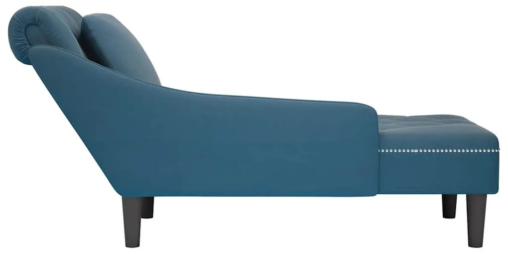 Chaise lounge c/ almofada/apoio de braços direito veludo azul