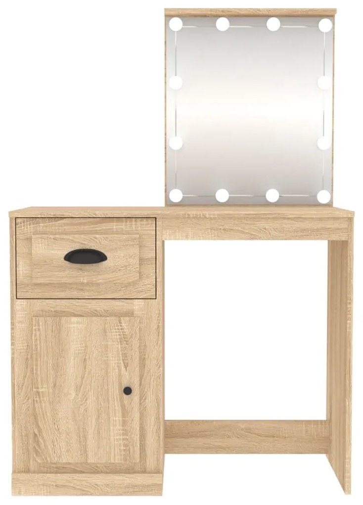 Toucador+luzes LED 90x50x132,5 cm deriv.madeira carvalho sonoma