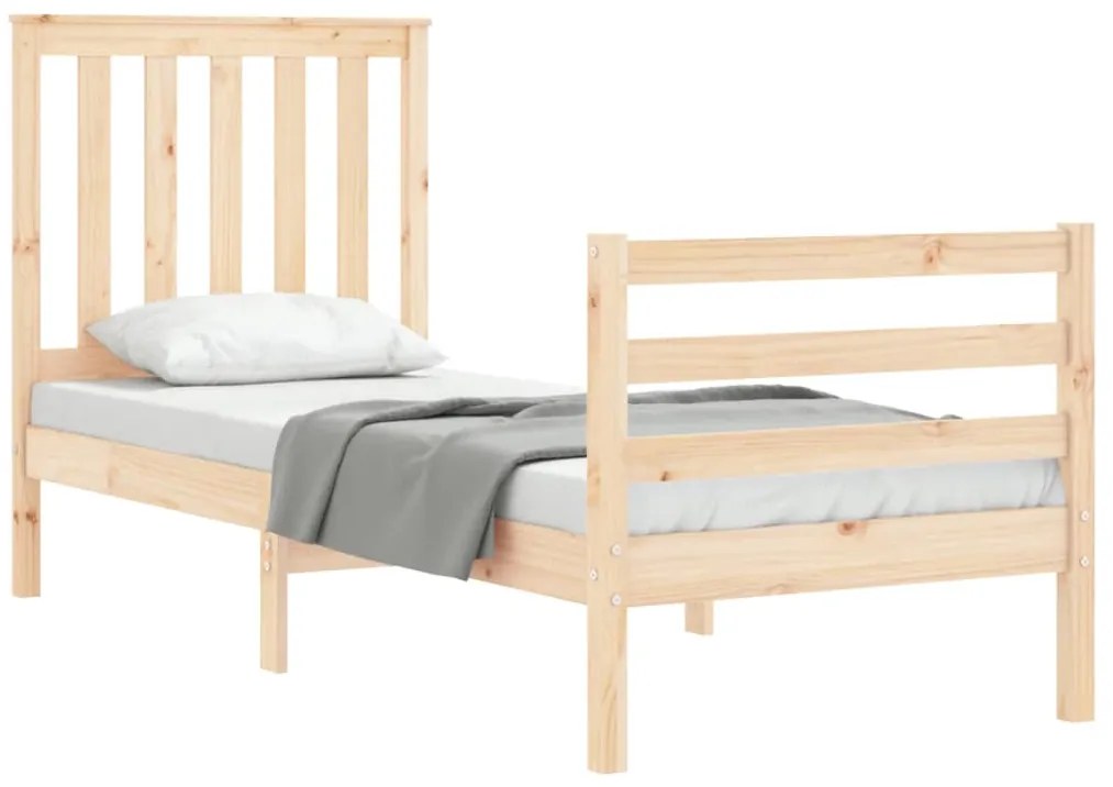 Estrutura cama de solteiro pequena c/ cabeceira madeira maciça