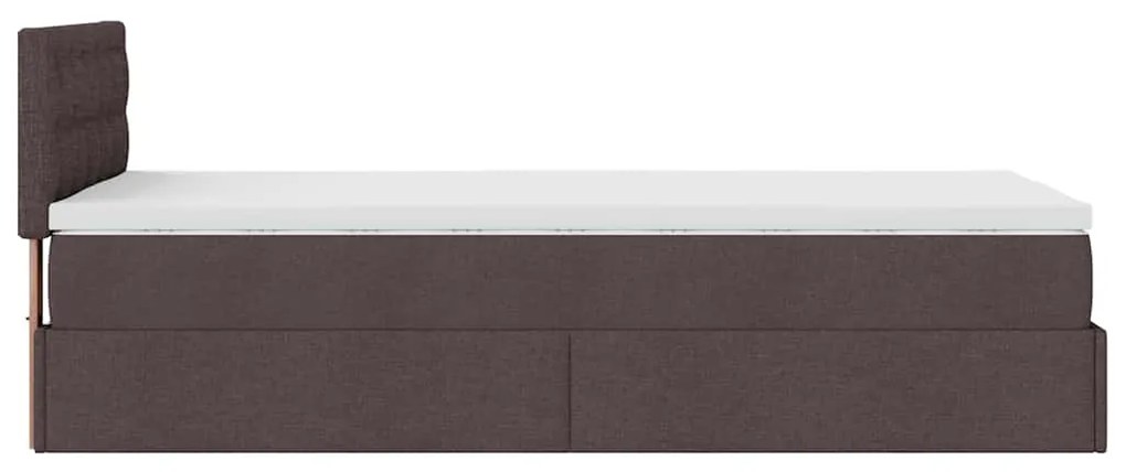 Cama otomana com colchão & LEDs 90x200cm tecido castanho escuro