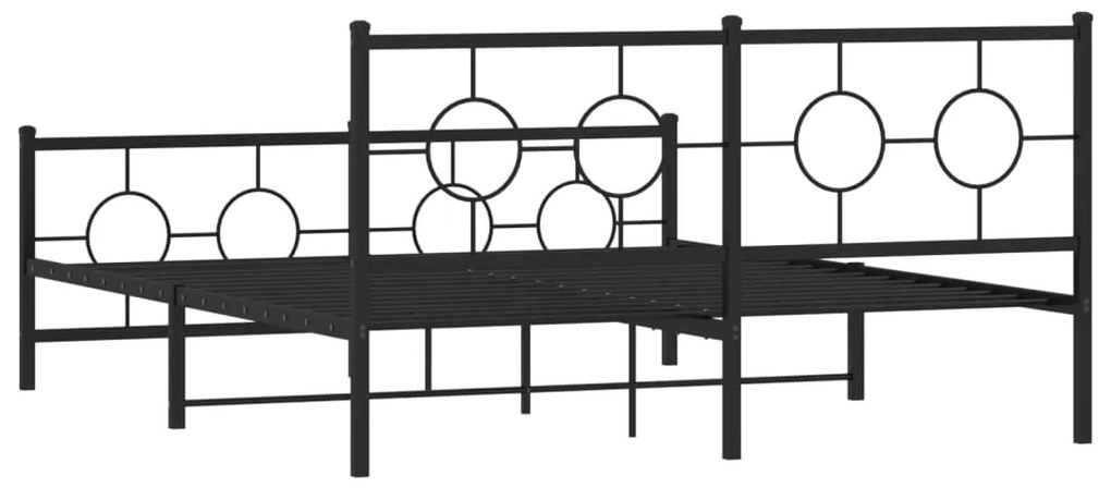 Estrutura de cama com cabeceira e pés 150x200 cm metal preto