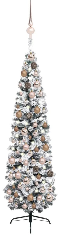 vidaXL Árvore Natal artificial fina pré-iluminada c/ bolas 210cm verde