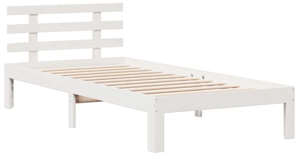Cama com estante sem colchão 100x200 cm pinho maciço branco