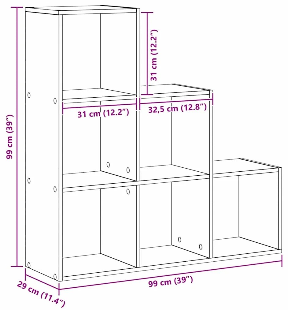 Gabinete de Livros Carvalho preto 99 x 29 x 99 cm