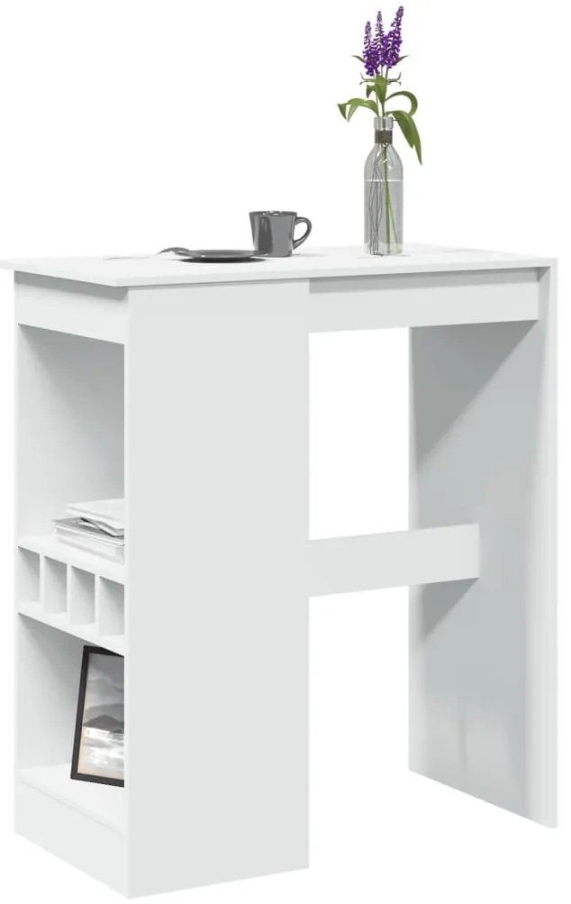 Mesa de bar com prateleiras derivados de madeira branco