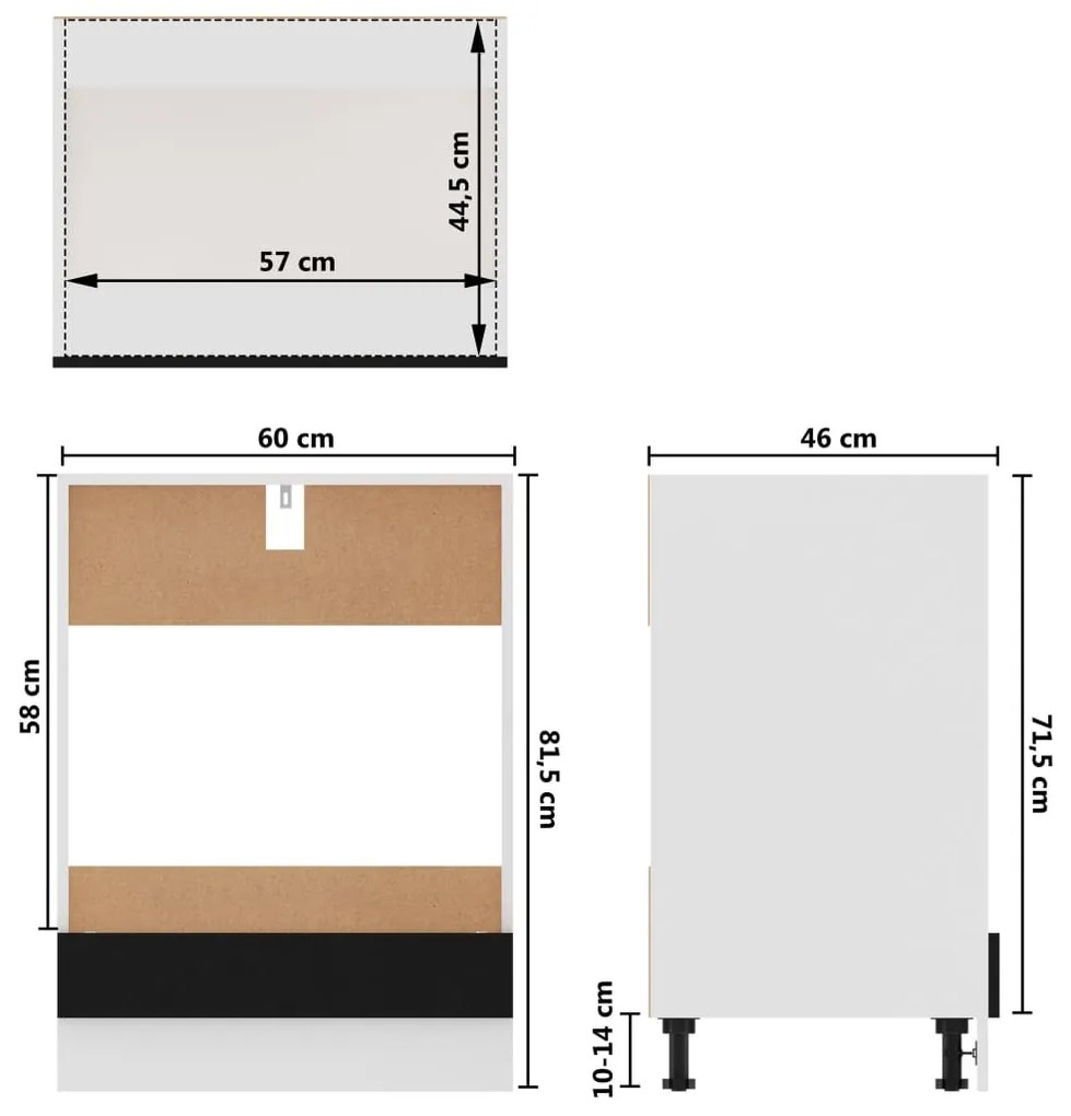 Armário para forno "Riga" 60x46x81,5 cm derivados madeira preto