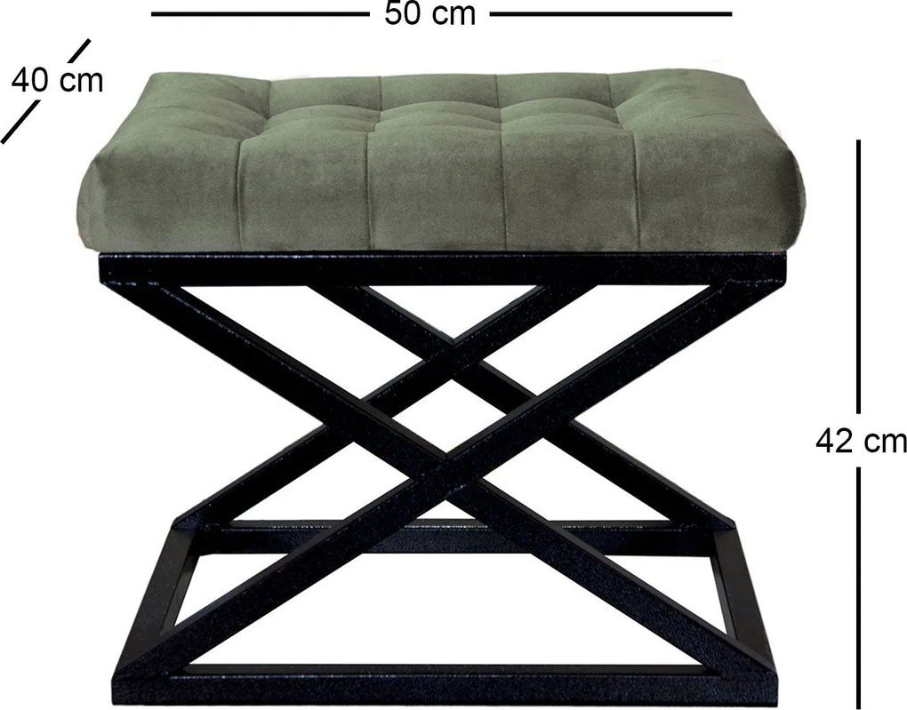 Pouffe Capraz – Preto e Verde – 50 cm x 42 cm x 40 cm