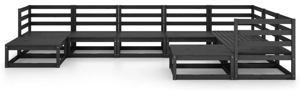 9 pcs conjunto lounge de jardim pinho maciço preto