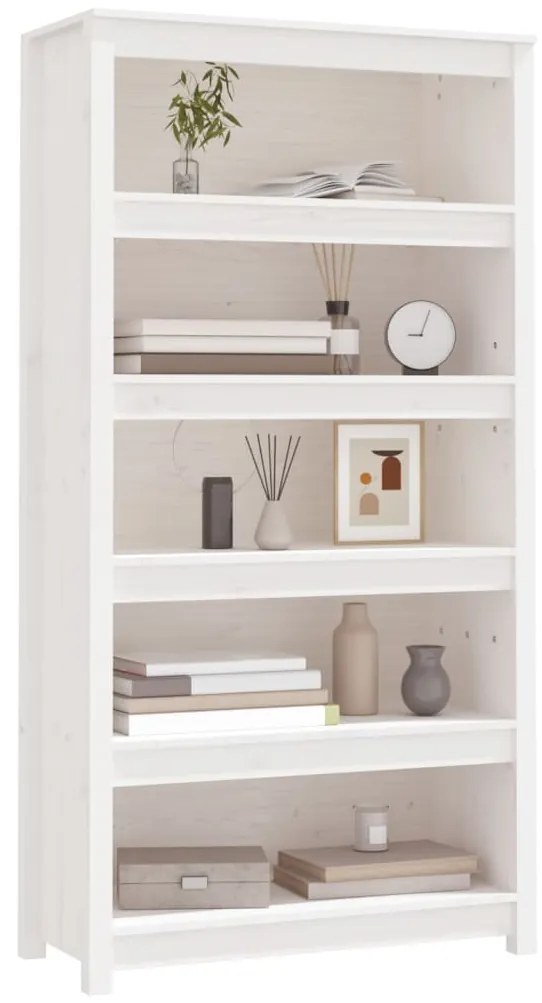Estante 80x35x154 cm madeira de pinho maciça branco