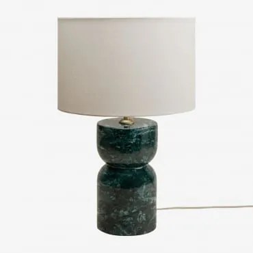Candeeiro De Mesa Em Pedra Natural Diniz Branco Ø30 Cm - ↑20 Cm Arlina & Mármore Verde Udaipur - Sklum