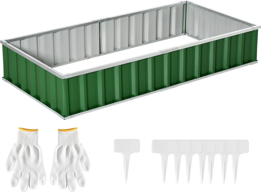 Outsunny Canteiro Elevado Modular 174x90x30 cm Aço Galvanizado Verde Montagem Sem Ferramentas Luvas Incluídas | Aosom Portugal