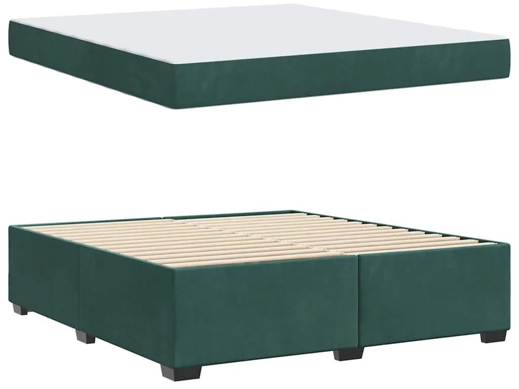 Estrutura de cama com colchão Verde-escuro 180 x 200 cm Veludo