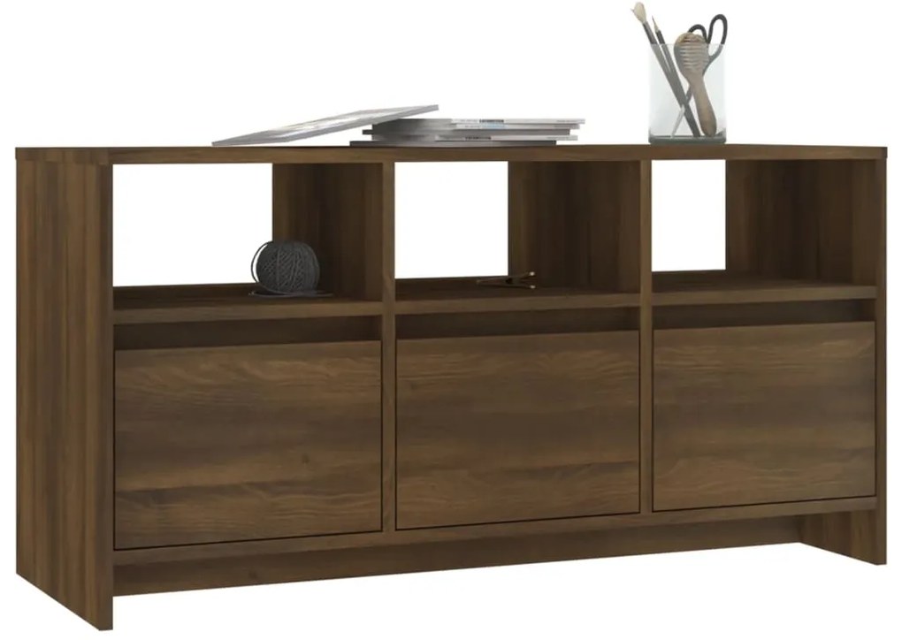 Móvel de TV Endy com 3 Gavetas e Compartimentos de 102 cm - Castanho -