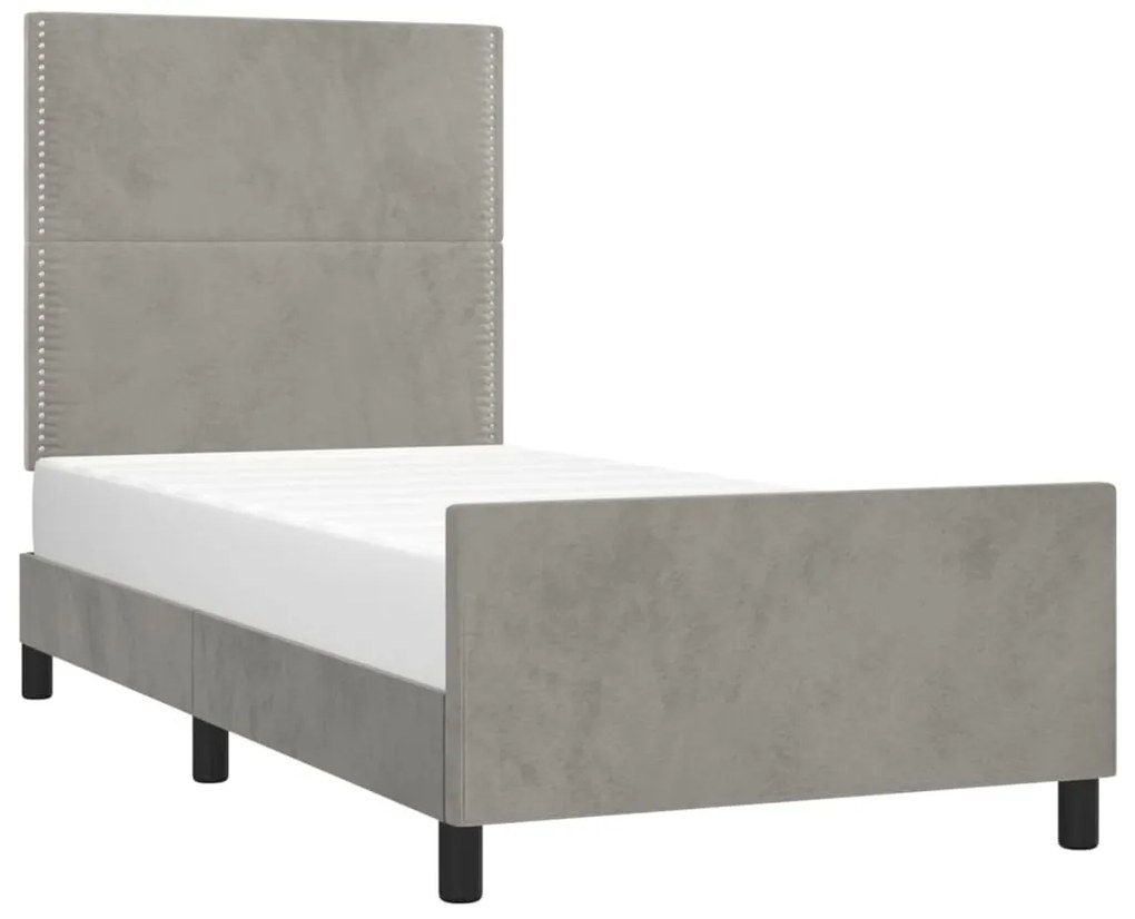 Estrutura de cama sem colchão 100x200 cm veludo cinzento-claro