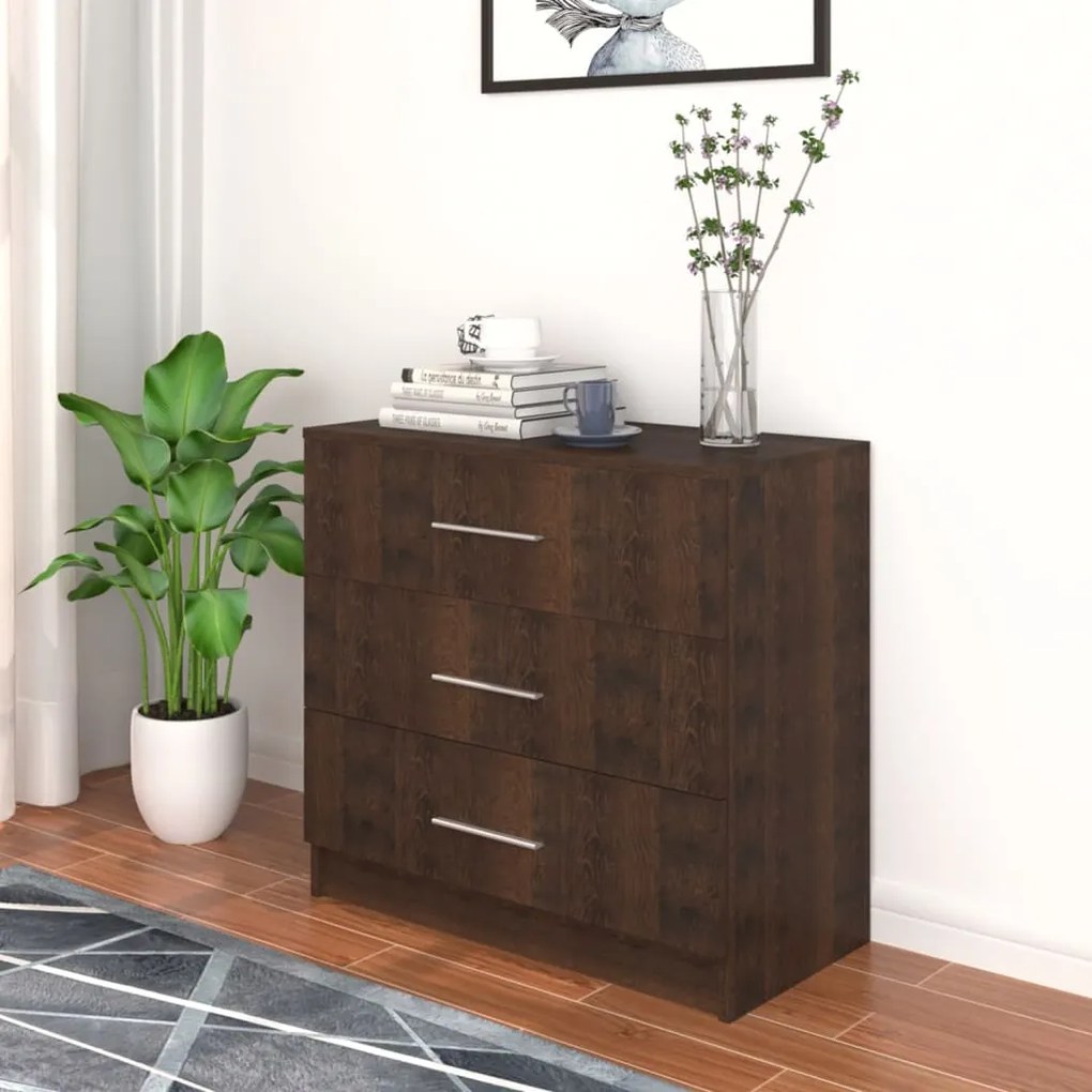 vidaXL Cómoda 71x35x68 cm contraplacado cor carvalho fumado