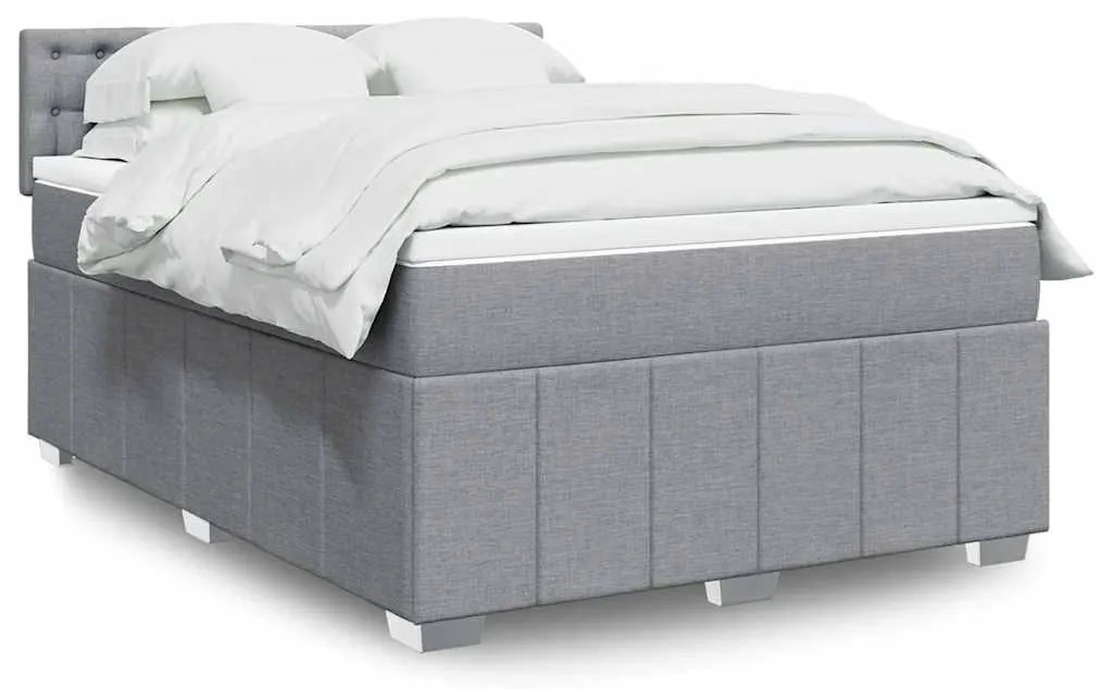 Cama com molas/colchão 140x200 cm tecido cinzento-claro