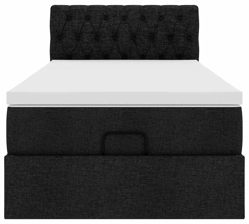 Cama otomana com colchão 90x200 cm tecido preto