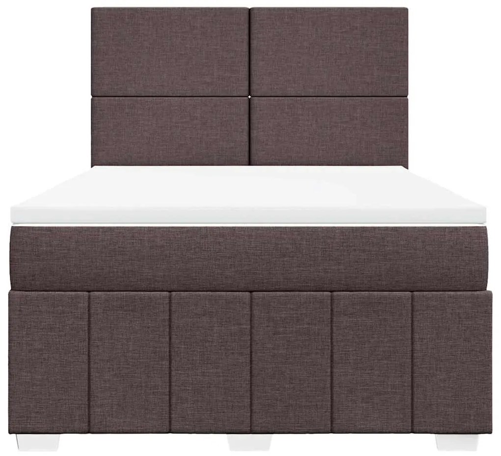 Cama com molas/colchão 160x200 cm tecido castanho-escuro