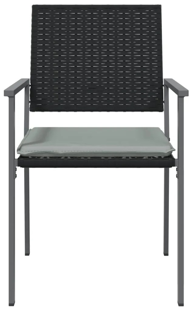 Cadeiras jardim c/ almofadões 2 pcs 54x62,5x89 cm vime PE preto