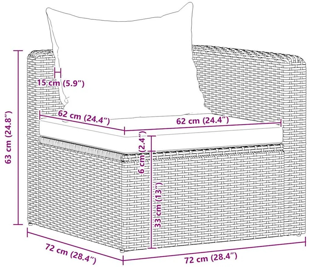 Sofás de canto para jardim 2 pcs vime PE cinzento