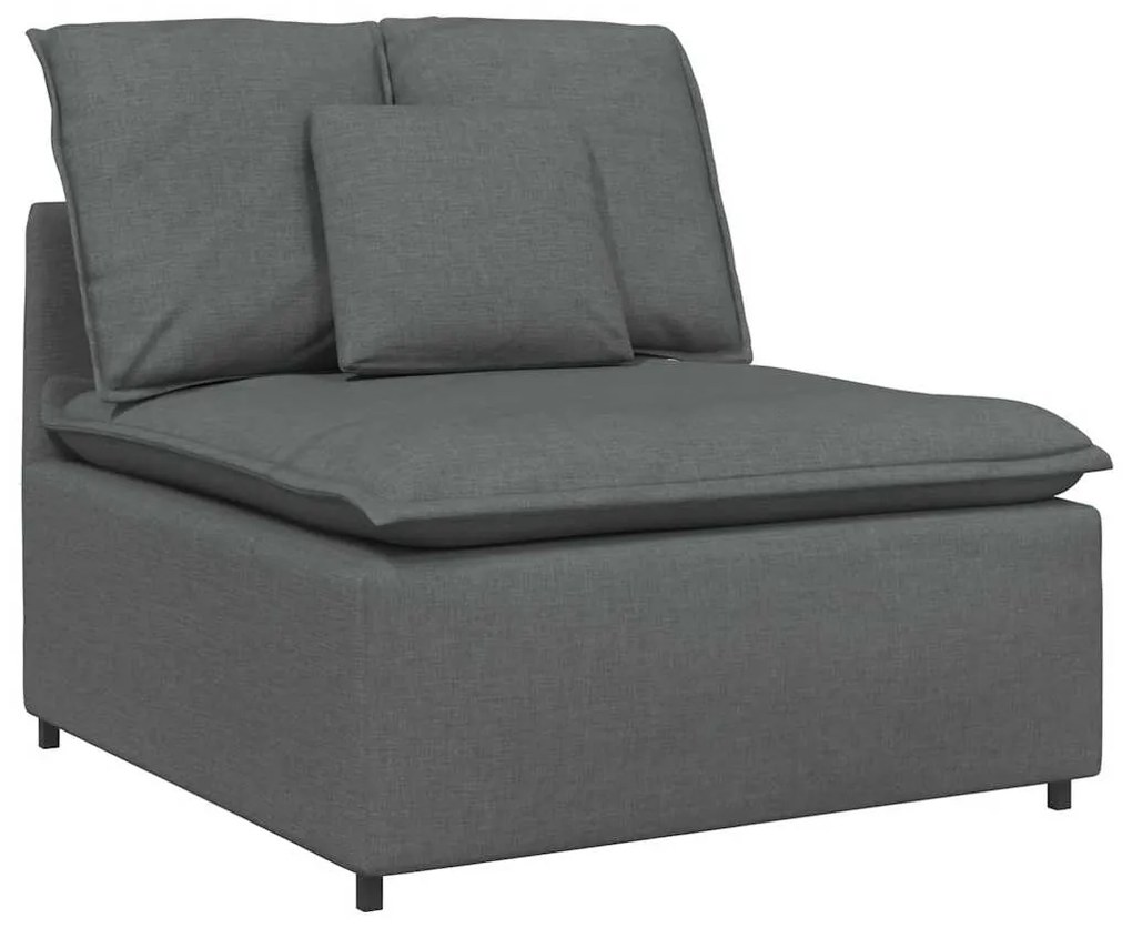 Sofá modular com pufes e almofadas cinzento-escuro