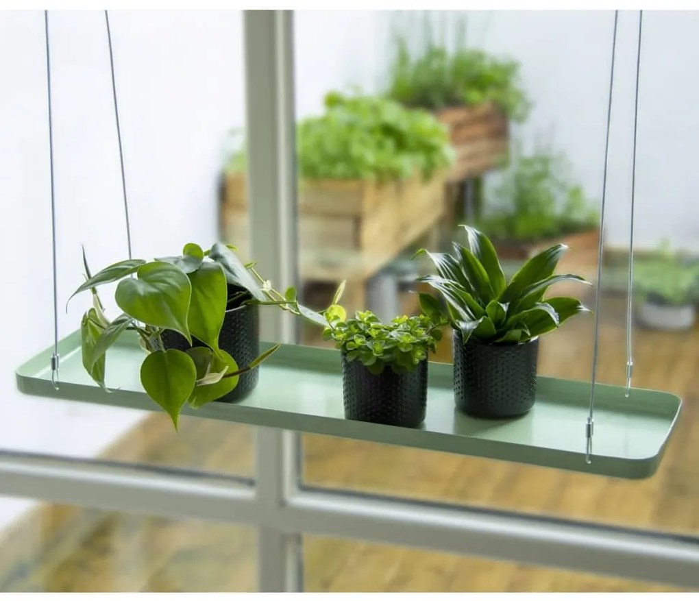 Esschert Design Tabuleiro para plantas suspenso retangular L verde