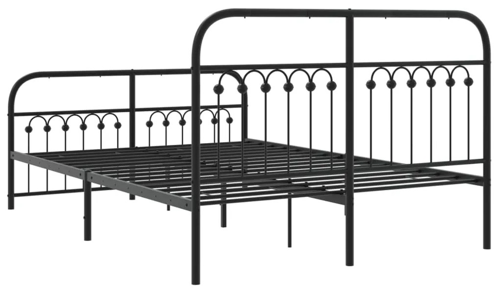 Estrutura de cama com cabeceira e pés 140x190 cm metal preto