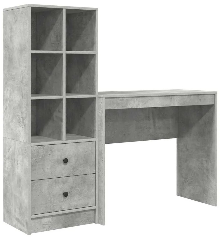 Mesa com Armazenamento Cinza Concreto Madeira Derivada