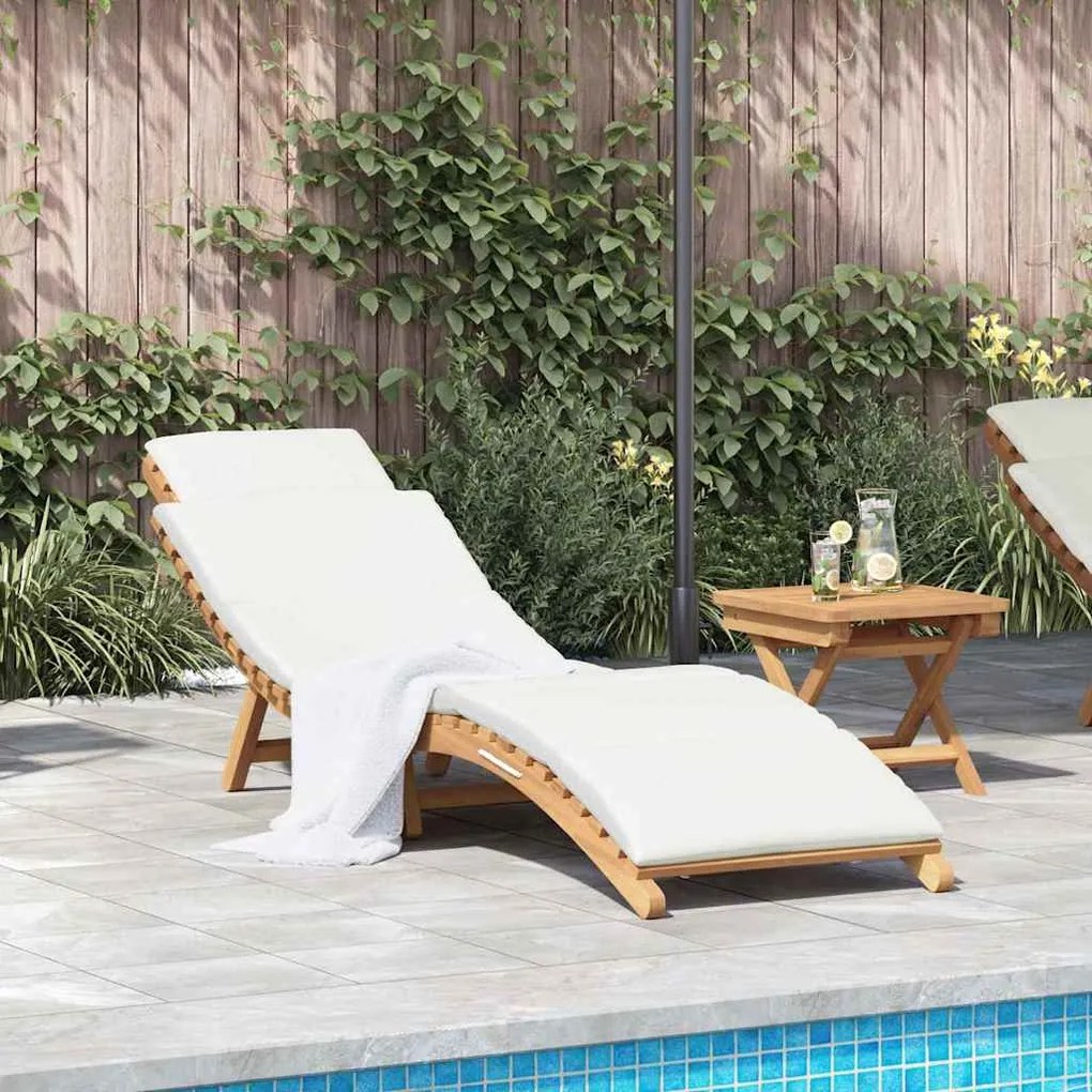 vidaXL Espreguiçadeira com almofada Branco creme 188 x 55 x 59 cm