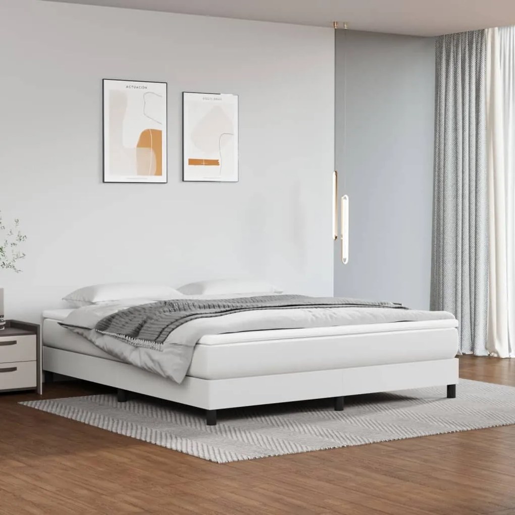 Estrutura de cama 160x200 cm couro artificial branco