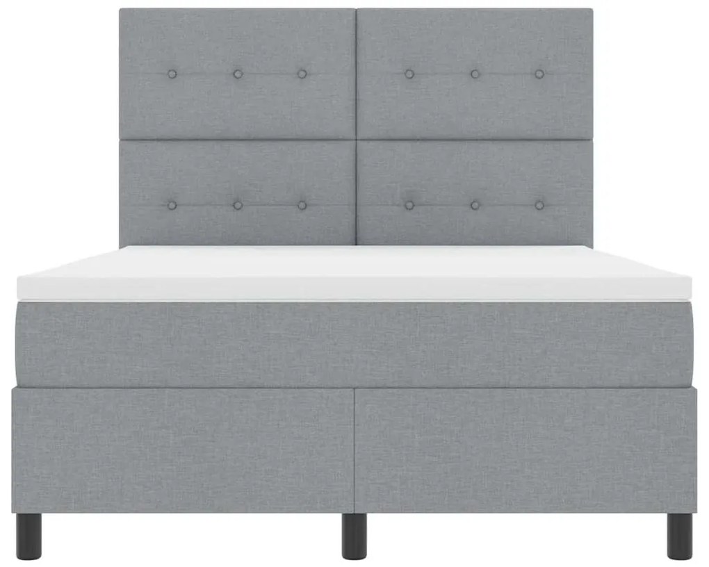 Cama Box com Colchão e Luz LED Cinza Claro 160 x 200 cm em Tecido