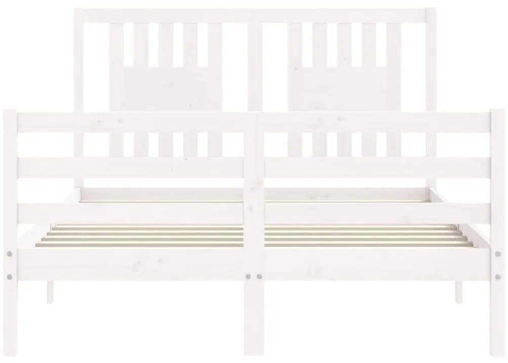 Estrutura de cama com cabeceira 120x200cm madeira maciça branco
