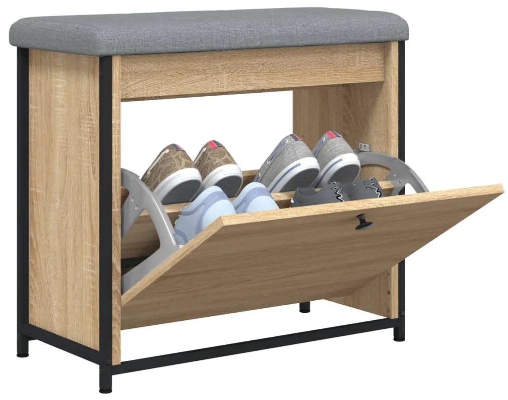 Banco sapateira c/ gaveta articulada 62x32x56cm carvalho sonoma