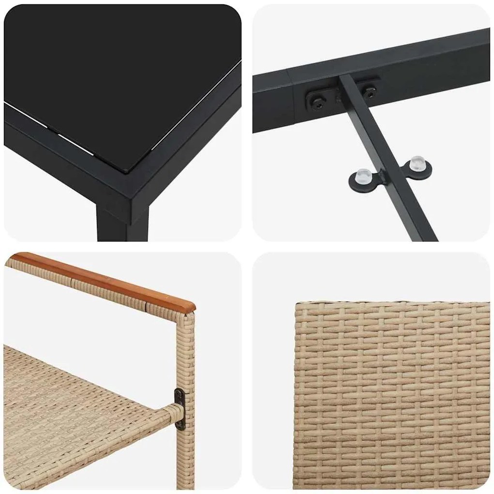 Conjunto de Jantar de Jardim de 7 Peças Bege em Rattan Sintético