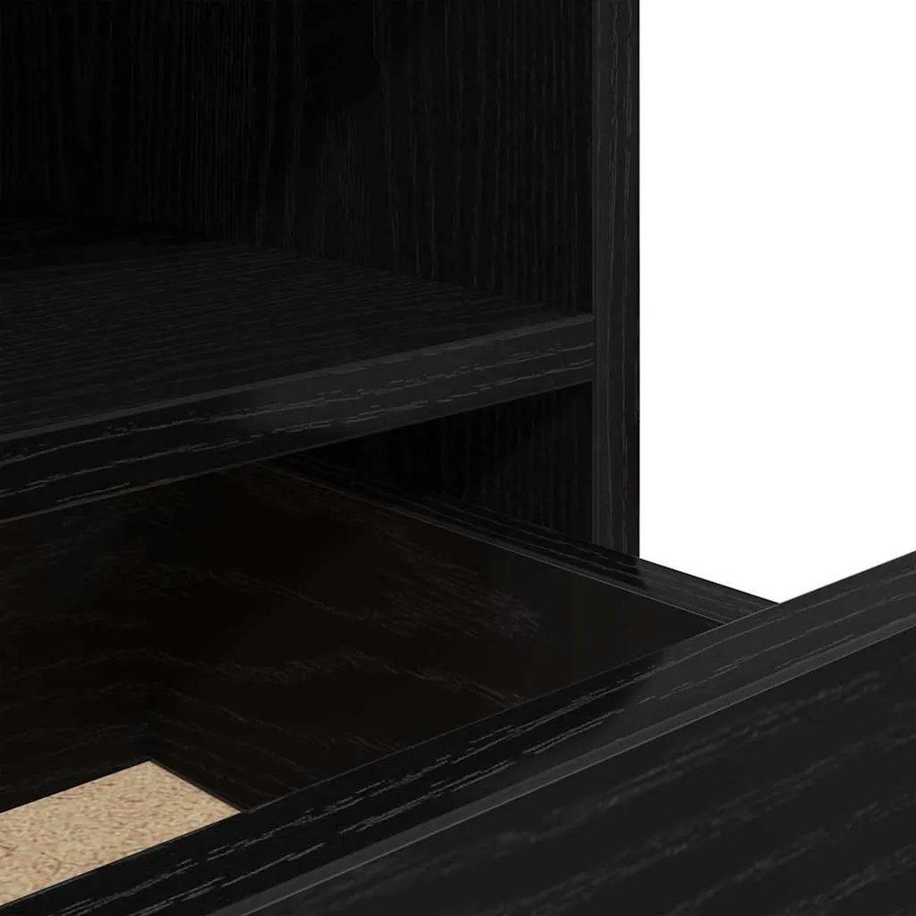 Mesa de cabeceira vidaXL com luzes LED 2 pcs Carvalho preto 40x39x48,5
