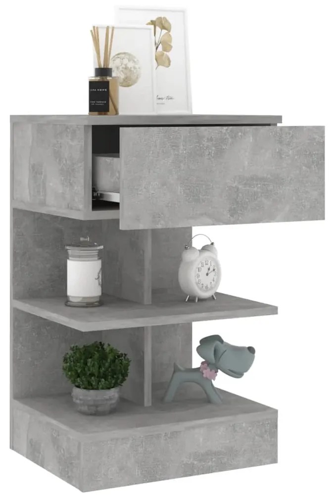 Mesa de cabeceira derivados de madeira cinzento cimento