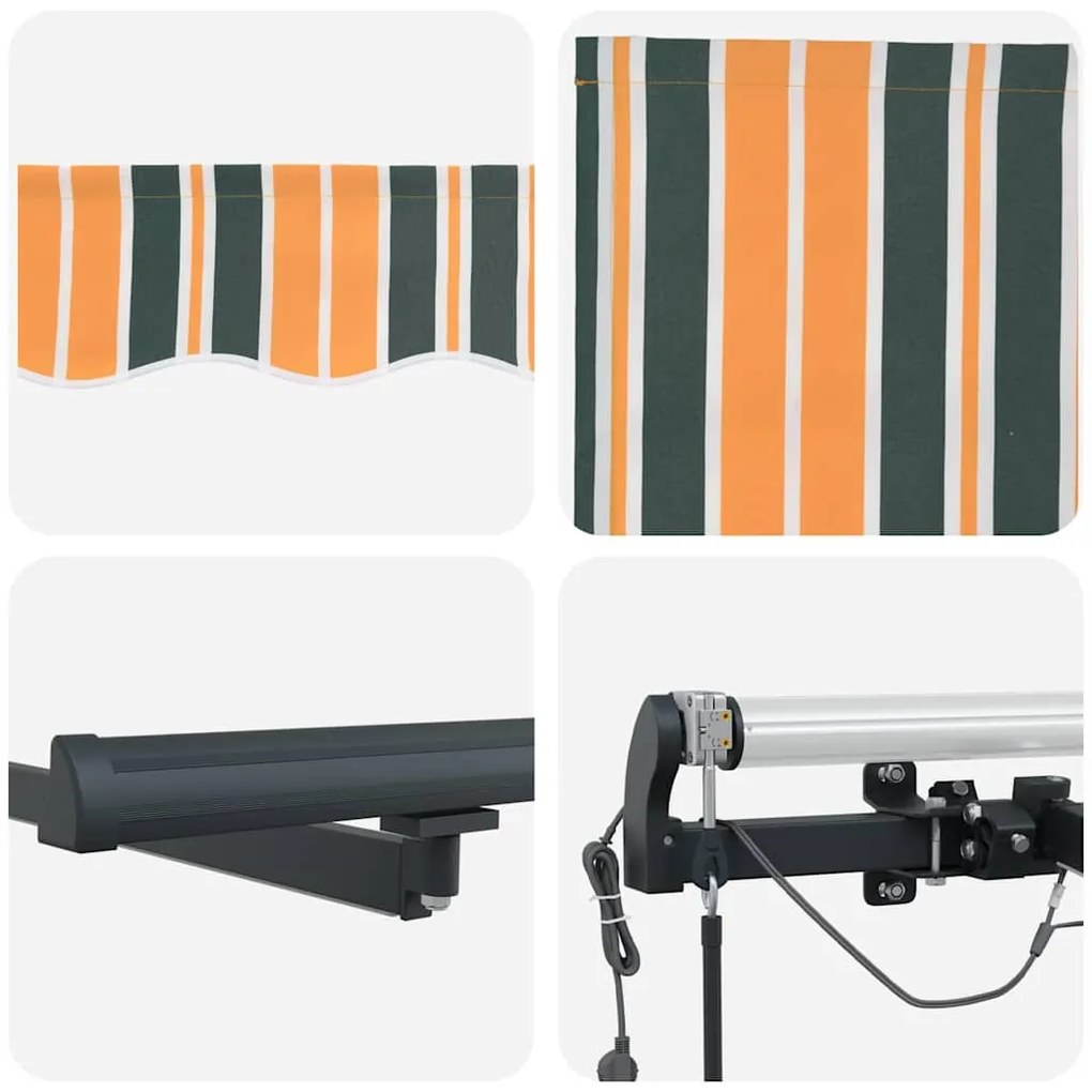 Toldo Retrátil Automático com LED Verde e Amarelo 600x300 cm
