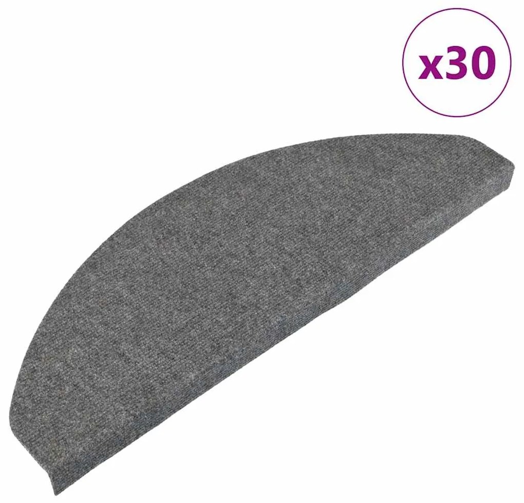 Tapetes de escada adesivos 30 pcs 65x22,5x3,5 cm cinzento