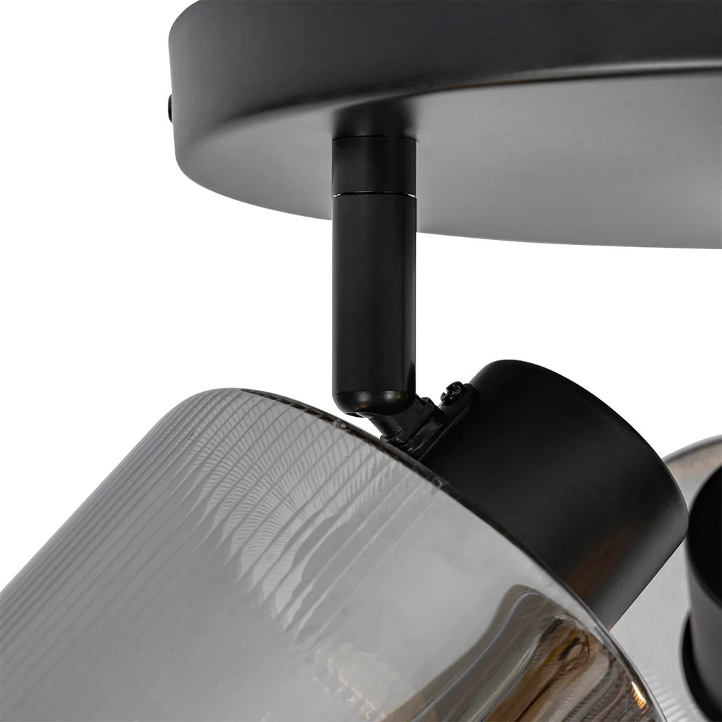 LED Foco de teto inteligente preto com vidro fumê redondo 3 luzes ajustável incl. 3 WiFi A60 - Laura