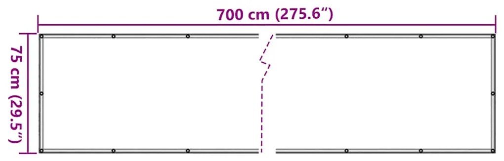 Tela privacidade p/ varanda aspeto plantas 700x75 cm PVC verde