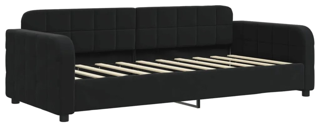 Sofá-cama com gavetão e gavetas 90x190 cm veludo preto