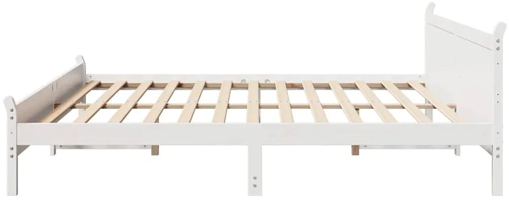 Cama sem colchão 200x200 cm madeira de pinho maciça branco
