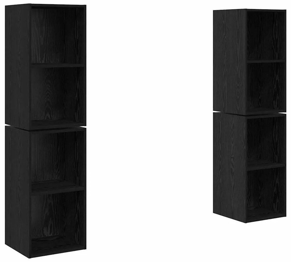 Gabinete de TV de Parede 4 pcs Carvalho Preto 37 x 37 x 72 cm