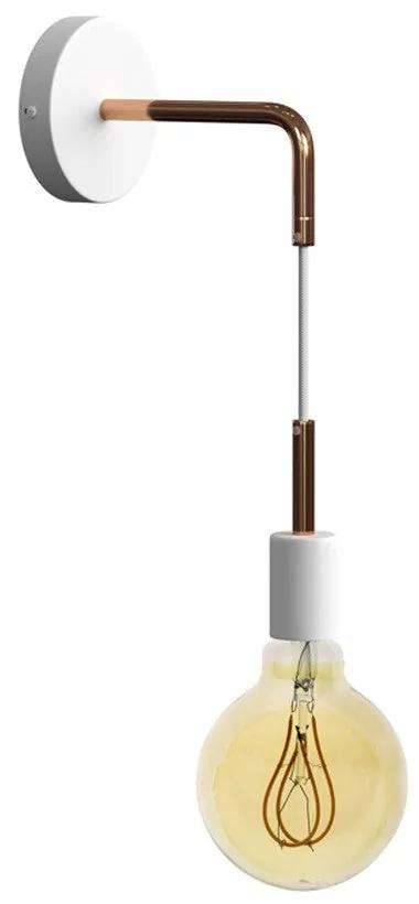 Fermaluce Glam metal wall light with bent extension and pendant lamp holder - Branco - Cobre Não